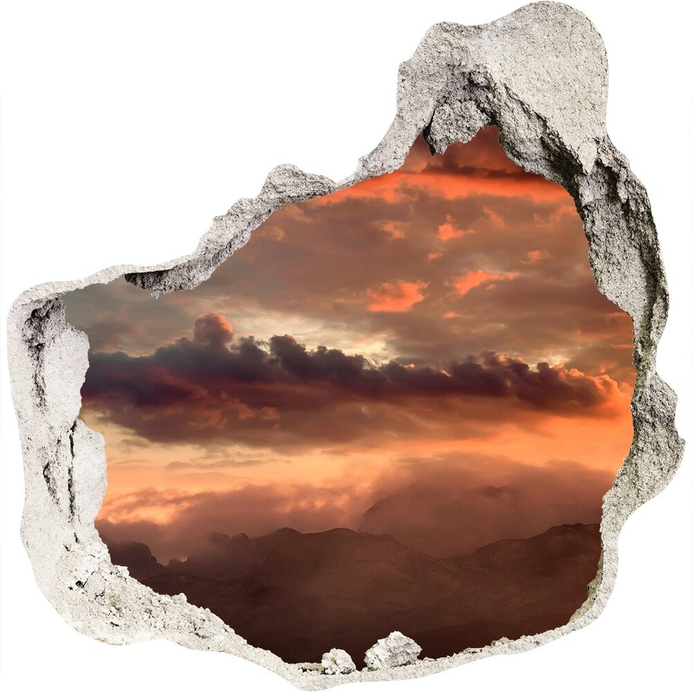 Hole wall sticker Sunset of the mountain