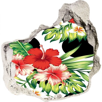 Hole wall sticker Tropical paradise with flowers