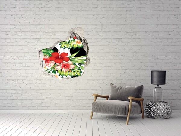 Hole wall sticker Tropical paradise with flowers