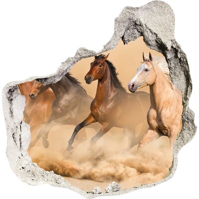 Hole in the wall sticker Galloping horses in the wild