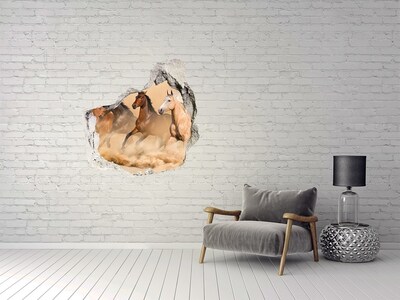 Hole in the wall sticker Galloping horses in the wild
