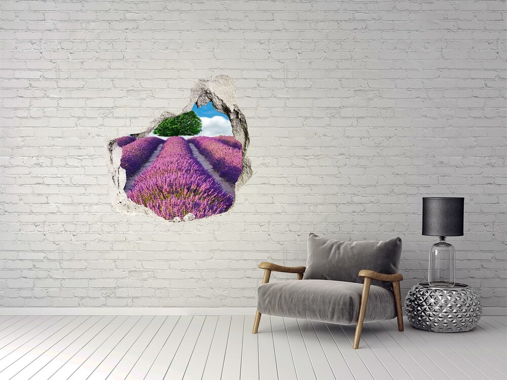 Hole in the wall sticker Lavender field