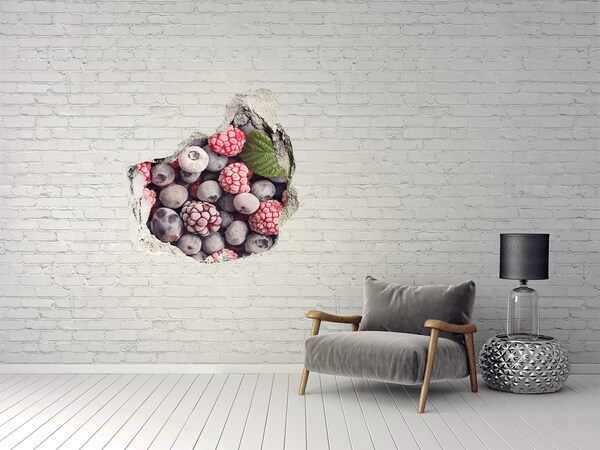 3D wall hole wallpaper Frozen forest fruit