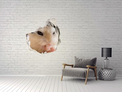 Hole in the wall sticker Hamster in a hole in the wall