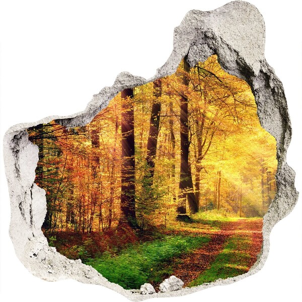 Hole wall sticker Golden autumn in the forest