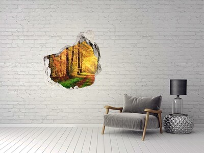 Hole wall sticker Golden autumn in the forest