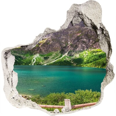 Hole in the wall decal Mountain landscape by the lake