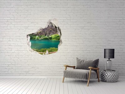 Hole in the wall decal Mountain landscape by the lake