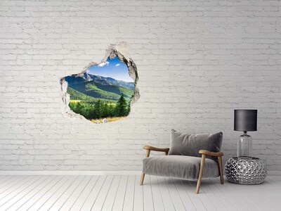 Hole in the wall sticker Mountain landscape through a hole in the wall