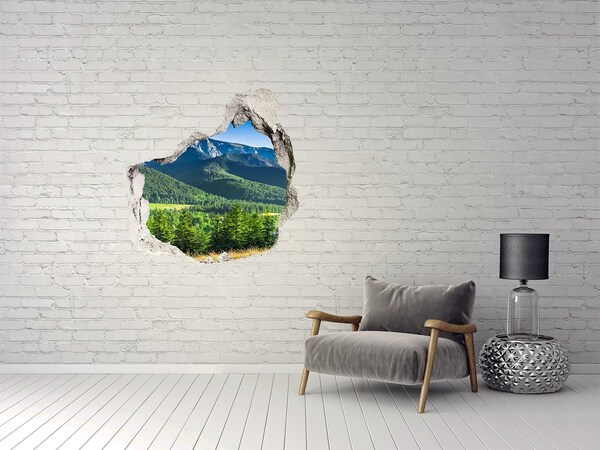 Hole in the wall decal Mountain landscape through a hole in the wall