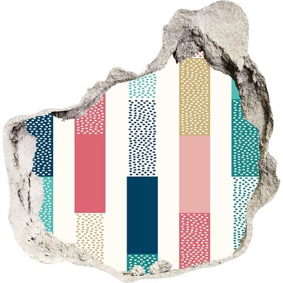 Hole in the wall sticker Colorful stripes