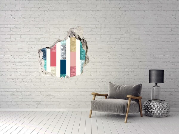 Hole in the wall sticker A modern mural with colorful stripes