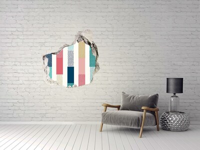 Hole in the wall sticker A modern mural with colorful stripes