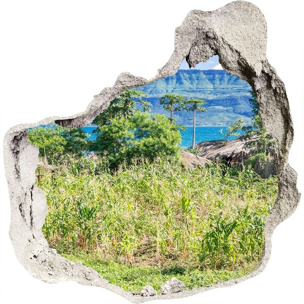 Hole in the wall sticker Tropical landscape behind the hole in the wall