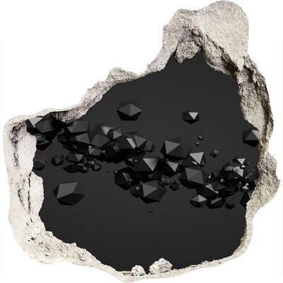 3D wall hole wallpaper Black abyss with crystals