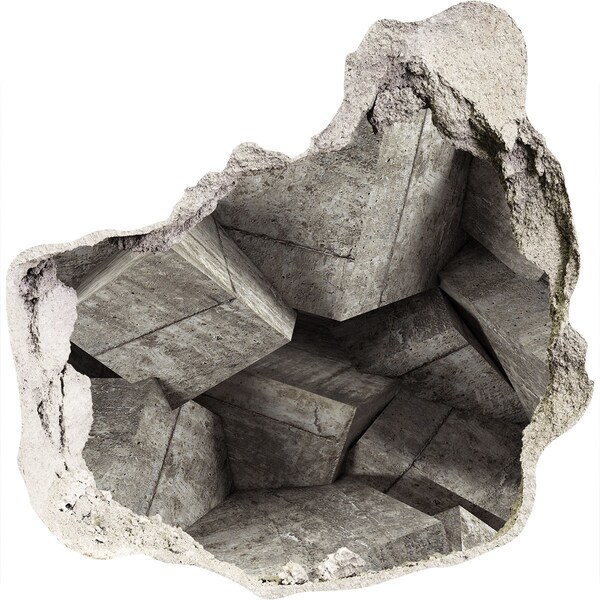 Hole in the wall decal A damaged wall overlooking a concrete space