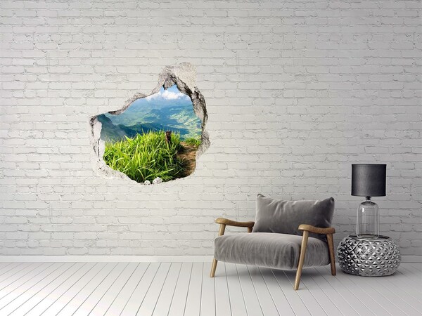 Hole in the wall decal A green valley in the mountains