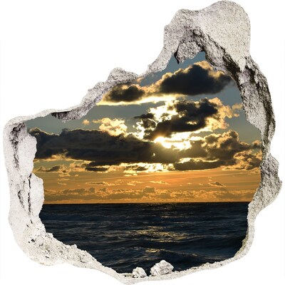 3D wall hole wallpaper Sunset over the sea