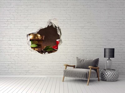 3D wall hole wallpaper Coffee and grinder