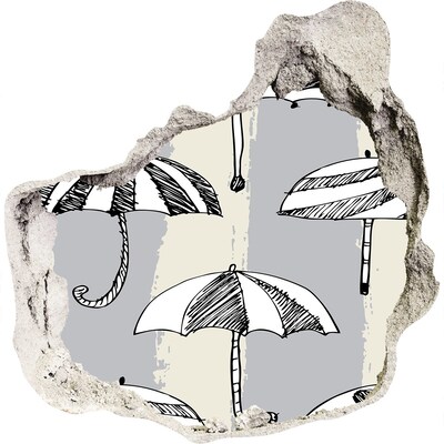 3D wall hole wallpaper Charming umbrellas on the beach