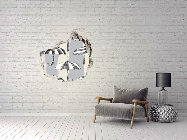 3D wall hole wallpaper Charming umbrellas on the beach