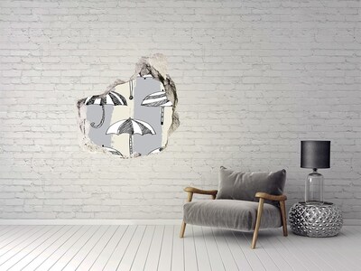 3D wall hole wallpaper Charming umbrellas on the beach