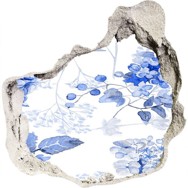 Hole wall sticker Flower view through a hole in the wall