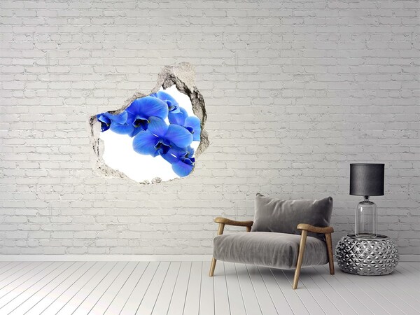 Hole in the wall sticker Blue orchid