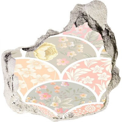 Hole wall sticker Floral pattern behind a damaged wall