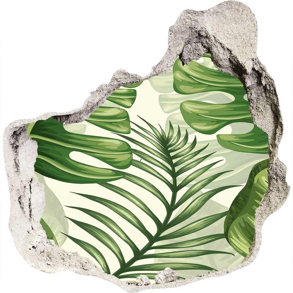 Hole in the wall decal Tropical leaves