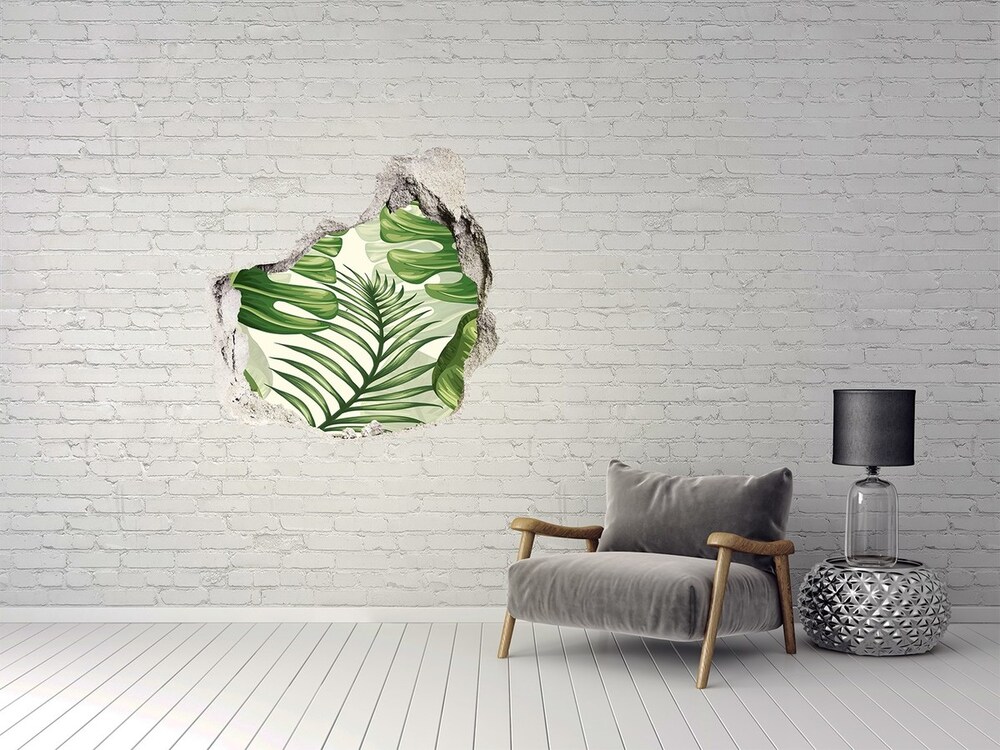 Hole in the wall decal Tropical leaves