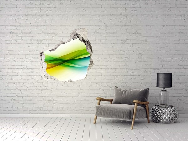 Hole wall sticker Colorful landscape behind the wall