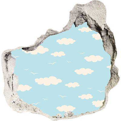 3D wall hole Blue sky with clouds