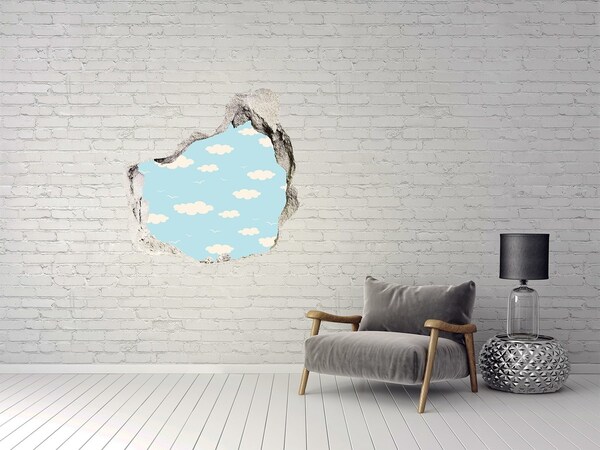 3D wall hole Blue sky with clouds
