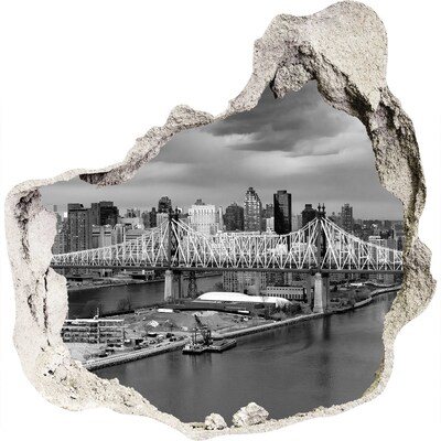 Hole wall sticker New York Bridge