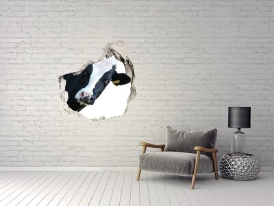 3D wall hole Cow in a hole in the wall