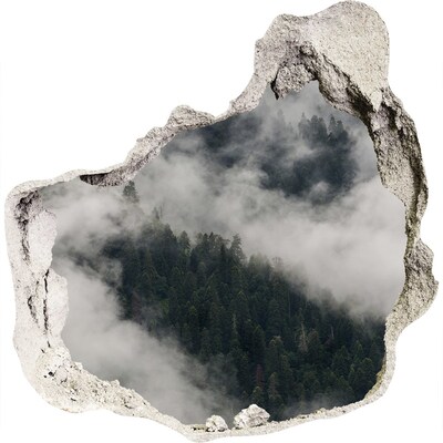 Hole wall sticker Green valley in the clouds