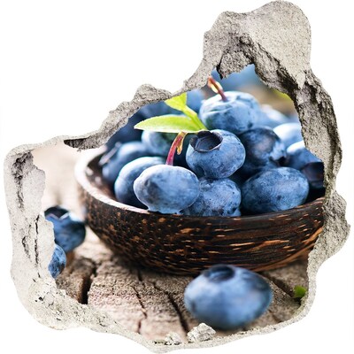 3D wall hole Berries in a wooden bowl
