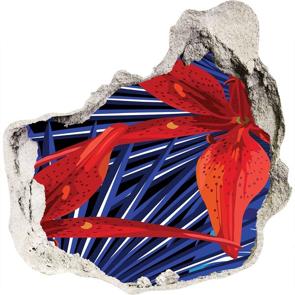 3D wall hole wallpaper A floral burst of color