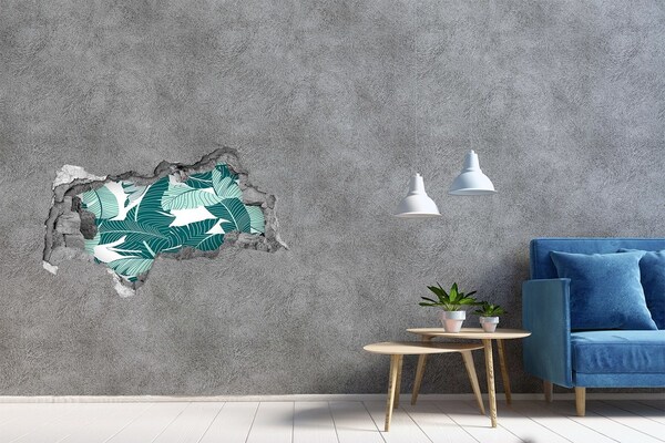 Hole wall sticker A tropical oasis in a ruined wall