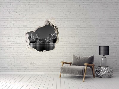 Hole in the wall decal New York skyline in black and white