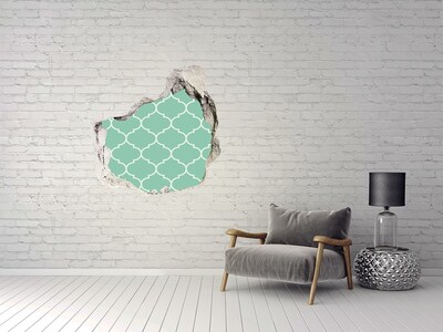 Hole in the wall decal Green mosaic against the background of a damaged wall