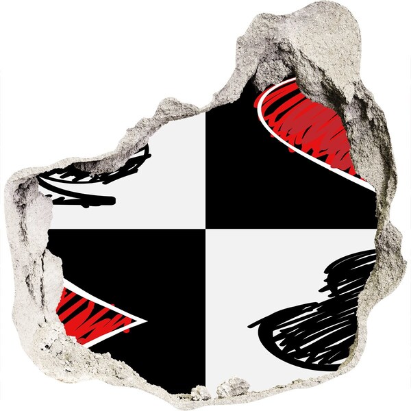 Hole in the wall decal Broken wall with red accents