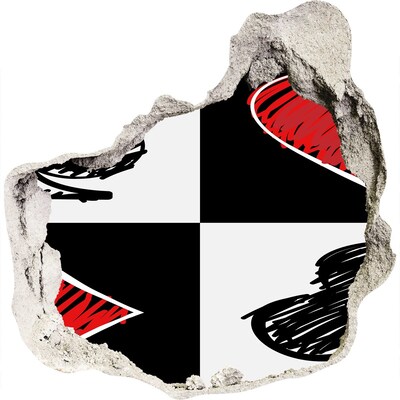 Hole in the wall decal Broken wall with red accents