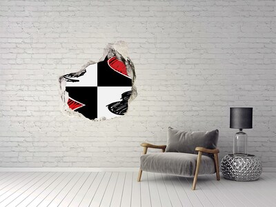 Hole in the wall decal Broken wall with red accents