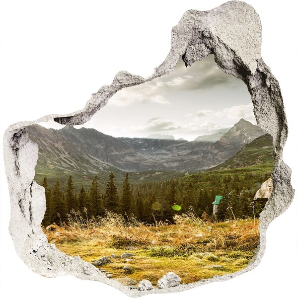 Hole in the wall decal Mountain landscape through a hole in the wall