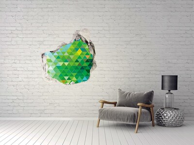 3D wall hole wallpaper Green landscape in a hole in the wall
