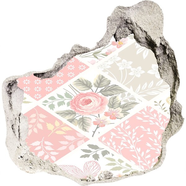 Hole in the wall decal Floral pattern on a concrete background