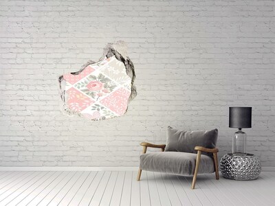 Hole in the wall decal Floral pattern on a concrete background