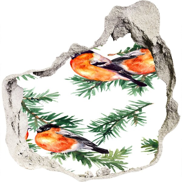 Hole in the wall decal Birds against a green background